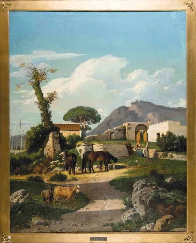 Fattoria con contadini e armenti